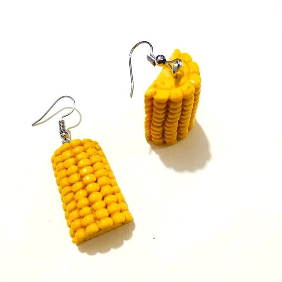 Earrings Corn on Cob 3D Fun Dangle Summer BBQ Trendy Stylish Novelty Unique cute - Picture 3 of 4
